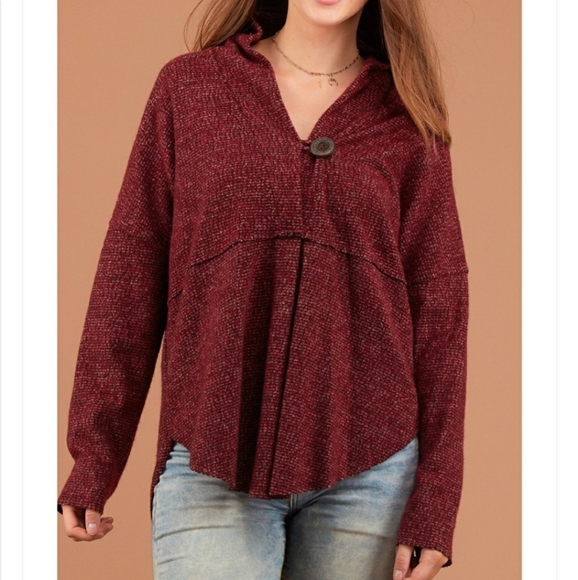 FLASH SALE🔥Soft Burgundy Button Pullover - Picture 2 of 6